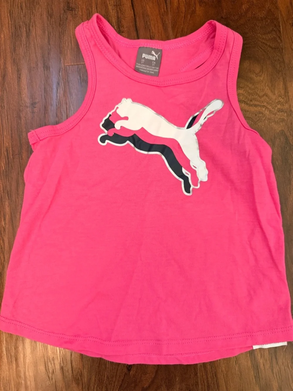 Puma Hot Pink Girls' Tee with Black Logo Tag - Picture 4 of 7